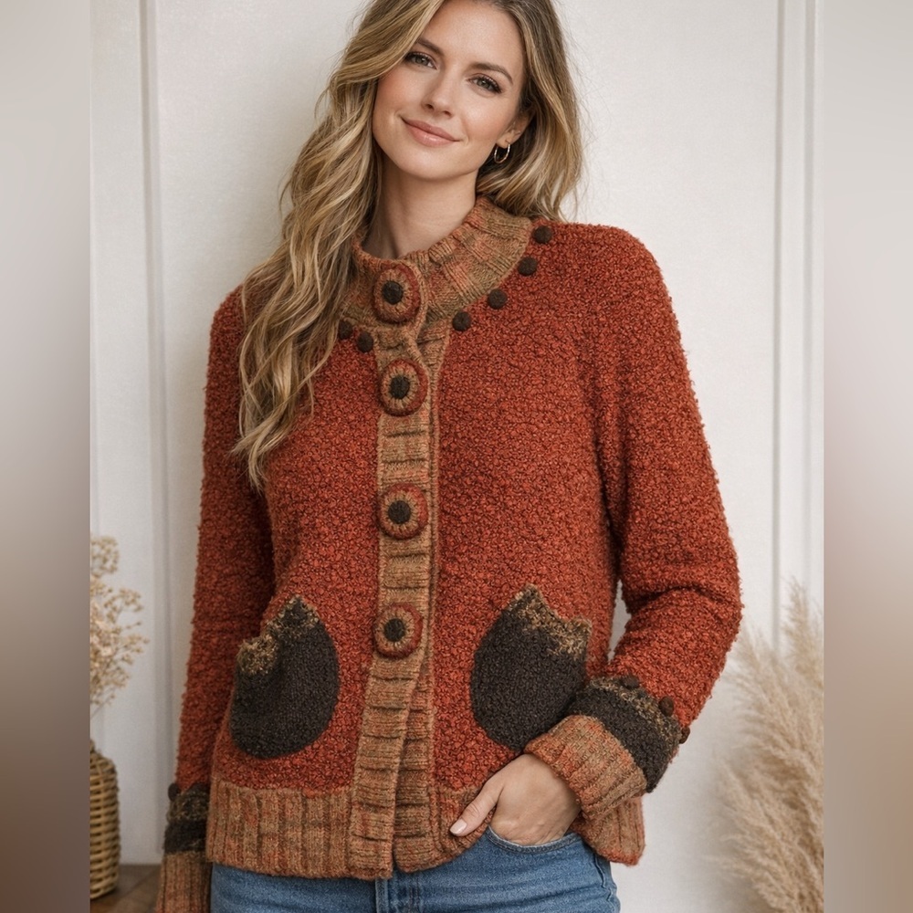 Z Boho Textured Button Cardigan Sweater